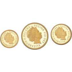 Pre-Owned 2002 UK Queens Golden Jubilee Proof Full Half & £2 Gold Coin Set