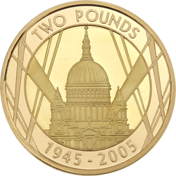 Pre-Owned 2005 UK End of WWII 60th Anniversary £2 Proof Gold Coin