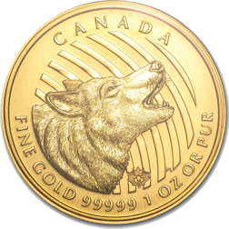 Pre-Owned 2014 Canadian Howling Wolf 1oz Gold Coin