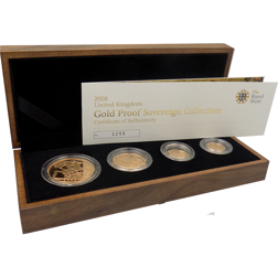 Pre-Owned 2008 UK Sovereign Proof Gold 4-Coin Set