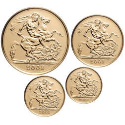 Pre-Owned 2008 UK Sovereign Proof Gold 4-Coin Set