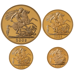 Pre-Owned 2008 UK Sovereign Proof Gold 4-Coin Collection