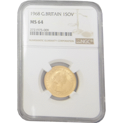 Pre-Owned 1968 UK Full Sovereign Gold Coin NGC Graded MS 64 - 2721975-009