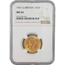 Pre-Owned 1967 UK Full Sovereign Gold Coin NGC Graded MS 64 - 2721975-010