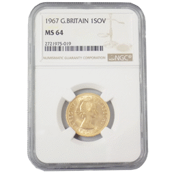 Pre-Owned 1967 UK Full Sovereign Gold Coin NGC Graded MS 64 - 2721975-019