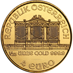 Pre-Owned Austrian Philharmonic 1/25oz Gold Coin - Mixed Dates