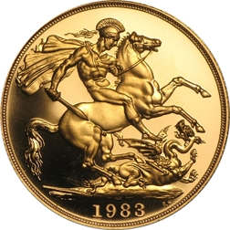 Pre-Owned 1983 UK Half Sovereign Proof Design Gold Coin