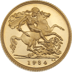 Pre-Owned 1984 UK Proof Design Half Sovereign Gold Coin