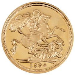 Pre-Owned 1994 UK Half Sovereign Proof Design Gold Coin