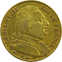 Pre-Owned 1815 French 20 Franc Louis XVIII Gold Coin