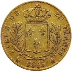 Pre-Owned 1815 French 20 Franc Louis XVIII Gold Coin