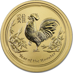 Pre-Owned 2017 Australian Lunar Rooster 1/4oz Gold Coin
