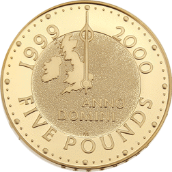 Pre-Owned 1999 UK Millennium £5 Proof Gold Coin
