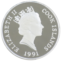 Pre-Owned 1991 Cook Islands $100 5oz Silver Proof Coin - VAT Free