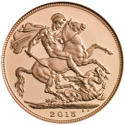 Pre-Owned 2015 UK Fifth Portrait First Edition Full Sovereign Proof Gold Coin