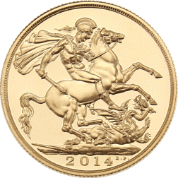 Pre-Owned 2014 UK Prince George's First Birthday Double Sovereign Brilliant Uncirculated Gold Coin