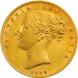 Pre-Owned 1848 London Mint Victorian 'Shield' Full Sovereign Gold Coin