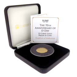Pre-Owned 1944 - 2014 Tristan da Cunha 70th Anniversary of D-Day Proof £1 Gold Coin