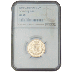Pre-Owned 2002 UK Full Sovereign Gold Coin - NGC Graded MS 68 - 2729522-009