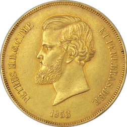 Pre-Owned 1853 Brazilian Pedro II 20,000 Gold Coin
