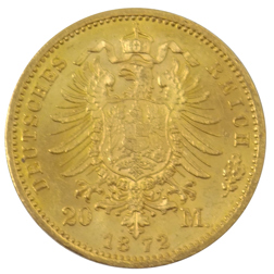 Pre-Owned 1872 German Wilhelm I 20 Mark Gold Coin