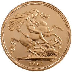 Pre-Owned 1991 UK Full Sovereign Proof Design Gold Coin