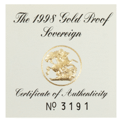 Pre-Owned 1998 UK Full Sovereign Proof Gold Coin