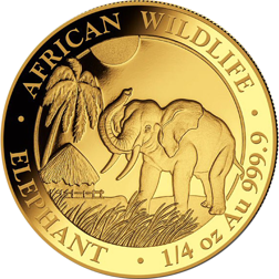 Pre-Owned Somalian Elephant 1/4oz Gold Coin - Mixed Dates