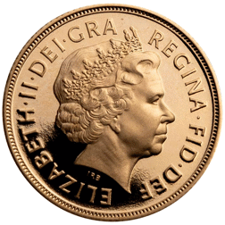 Pre-Owned 2007 UK Quintuple Sovereign Proof-Design Gold Coin