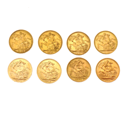 Pre-Owned The Royal Mint Mintmark Full Sovereign Gold 8-Coin Set