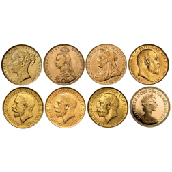 Pre-Owned The Royal Mint Mintmark Full Sovereign Gold 8-Coin Set