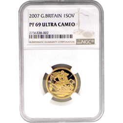 Pre-Owned 2007 UK Proof Full Sovereign Gold Coin - NGC Graded PF 69 Ultra Cameo - 2736338-002