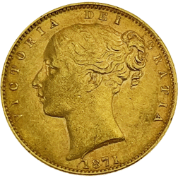 Pre-Owned 1871 DN.75 Victorian 'Shield' Full Sovereign Gold Coin