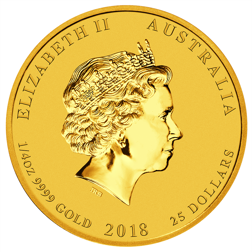 Pre-Owned 2018 Australian Lunar Dog 1/4oz Gold Coin