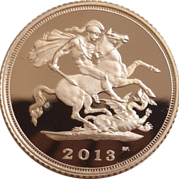 Pre-Owned 2013 UK Proof Half Sovereign Gold Coin