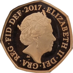 Pre-Owned 2017 UK Proof Design Isaac Newton 50p Gold Coin