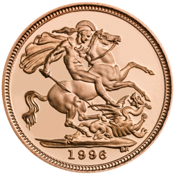 Pre-Owned 1996 UK Proof Design Half Sovereign Gold Coin