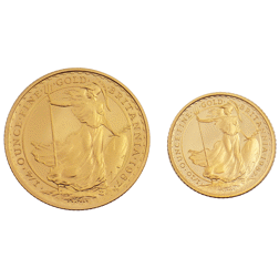 Pre-Owned 1987 UK Britannia 1/4oz and 1/10oz Proof Gold 2-Coin Set