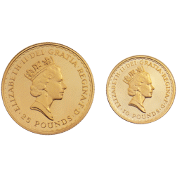 Pre-Owned 1987 UK Britannia 1/4oz and 1/10oz Proof Gold 2-Coin Set