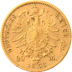 Pre-Owned 1873 König V 20 Mark Gold Coin