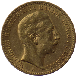 Pre-Owned 1897 German Wilhelm II 20 Mark Gold Coin