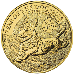 Pre-Owned 2018 UK Lunar Dog 1oz Gold Coin