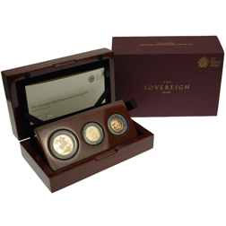 Pre-Owned 2016 UK Double, Full, and Half Sovereign Proof Gold 3-Coin Set