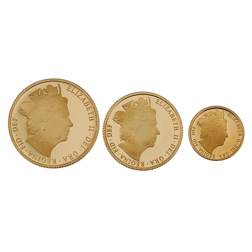 Pre-Owned 2016 UK Double, Full, and Half Sovereign Proof Gold 3-Coin Set