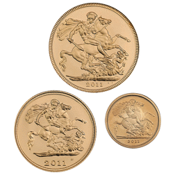 Pre-Owned 2011 UK Sovereign Proof Gold 3-Coin Set
