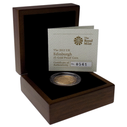 Pre-Owned 2011 UK Capital Cities Edinburgh Proof £1 Gold Coin