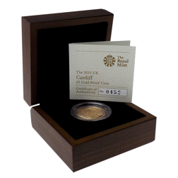 Pre-Owned 2011 UK Capital Cities Cardiff Proof £1 Gold Coin