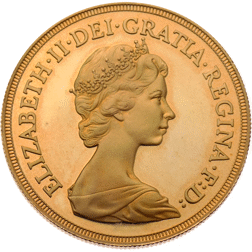 Pre-Owned 1980 UK Quintuple Sovereign Proof Design Gold Coin