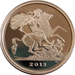 Pre-Owned 2013 UK Quarter Sovereign Proof Gold Coin