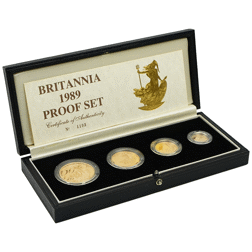 Pre-Owned 1989 UK Britannia Proof Gold 4-Coin Set